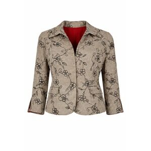 Equestrian Gingham Floral Jacket Size Small Rayon Blend Hidden Latch Western